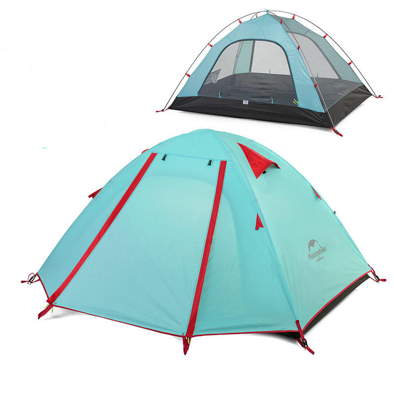 Naturehike NH15Z003-P Outdoor 2-4 Persons Camping Tent Waterproof Polyester Double Layer Sunshade  