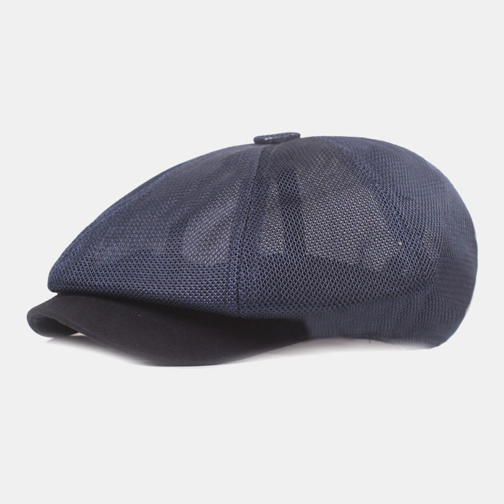 Unisex Full Mesh Breathable Casual Beret Cap Octagonal Hat Painter Cap Forward Cap