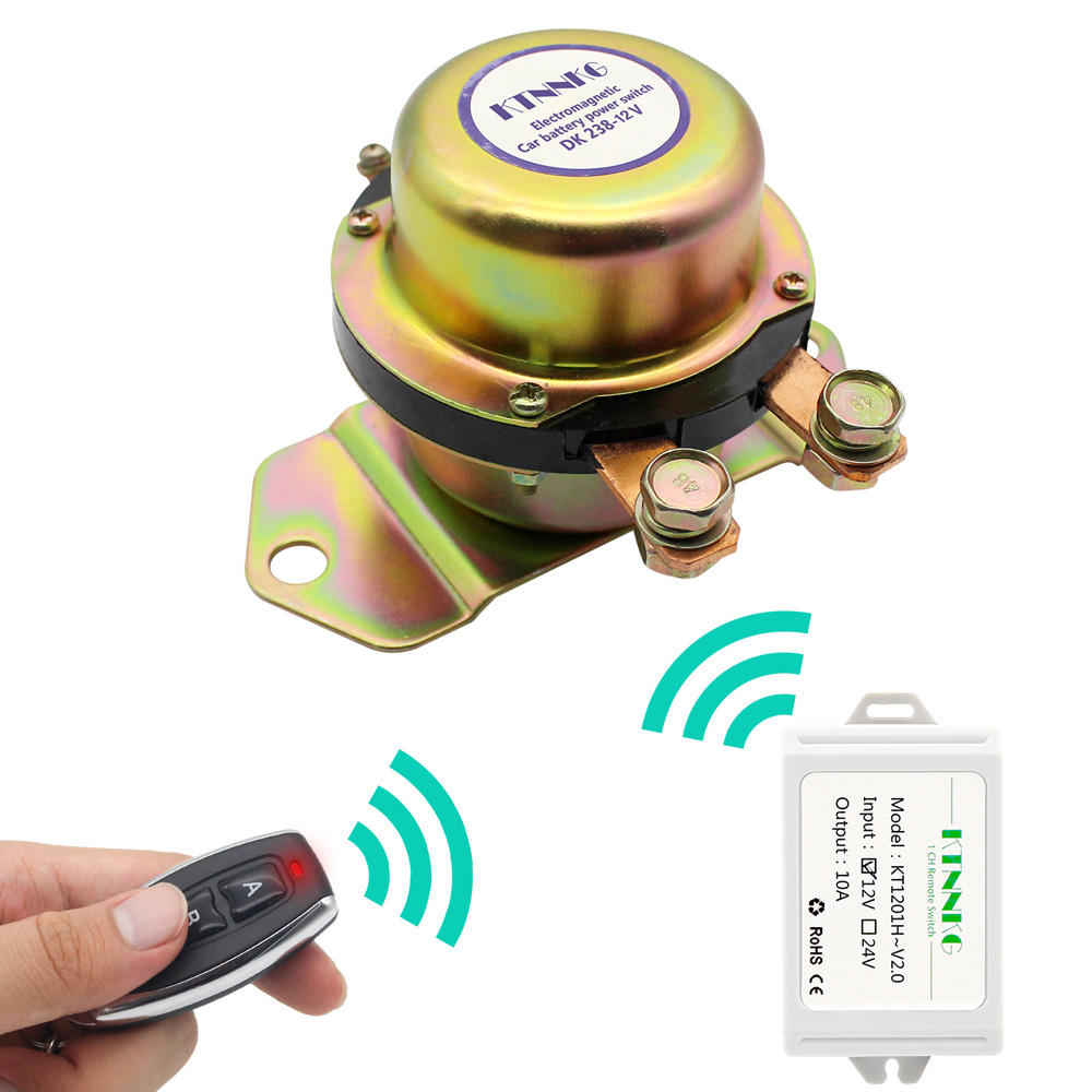 

KTNNKG Car Battery Switch Wireless Remote Control Disconnect Latching Relay Electromagnetic Solenoid Valve Terminal Mast