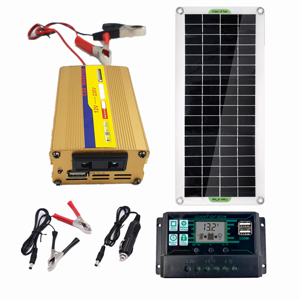 

220V Solar Power System 30W Solar Panel 220W Inverter 10A Controller Kit Solar Panel Battery Charger