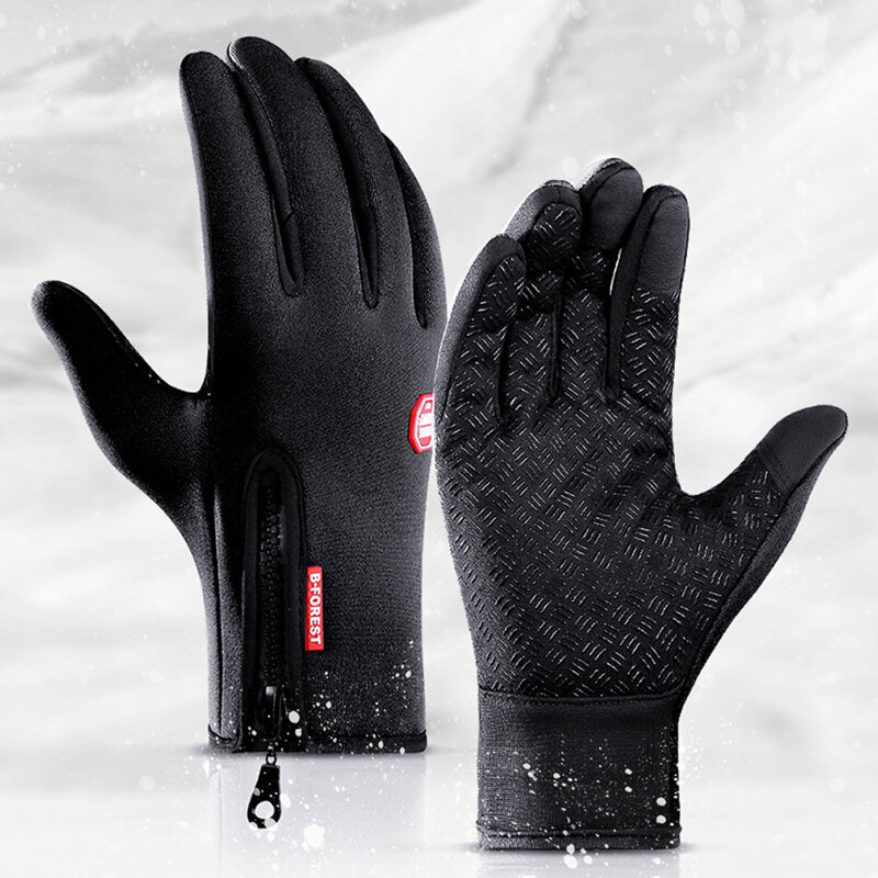 TENGOO Unisex Winter Warm Gloves Touch Screen Anti-slip Thickened Thermal Warm Full Finger Gloves Skiing Hiking Running Driving Cycling Fleece Neoprene Gloves for Adult