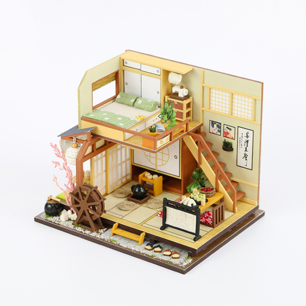 Doll House Furniture Diy Miniature Puzzle Assemble 3D Miniaturas Dollhouse Kits Toys for Children Birthday Gift Japanese Style Building
