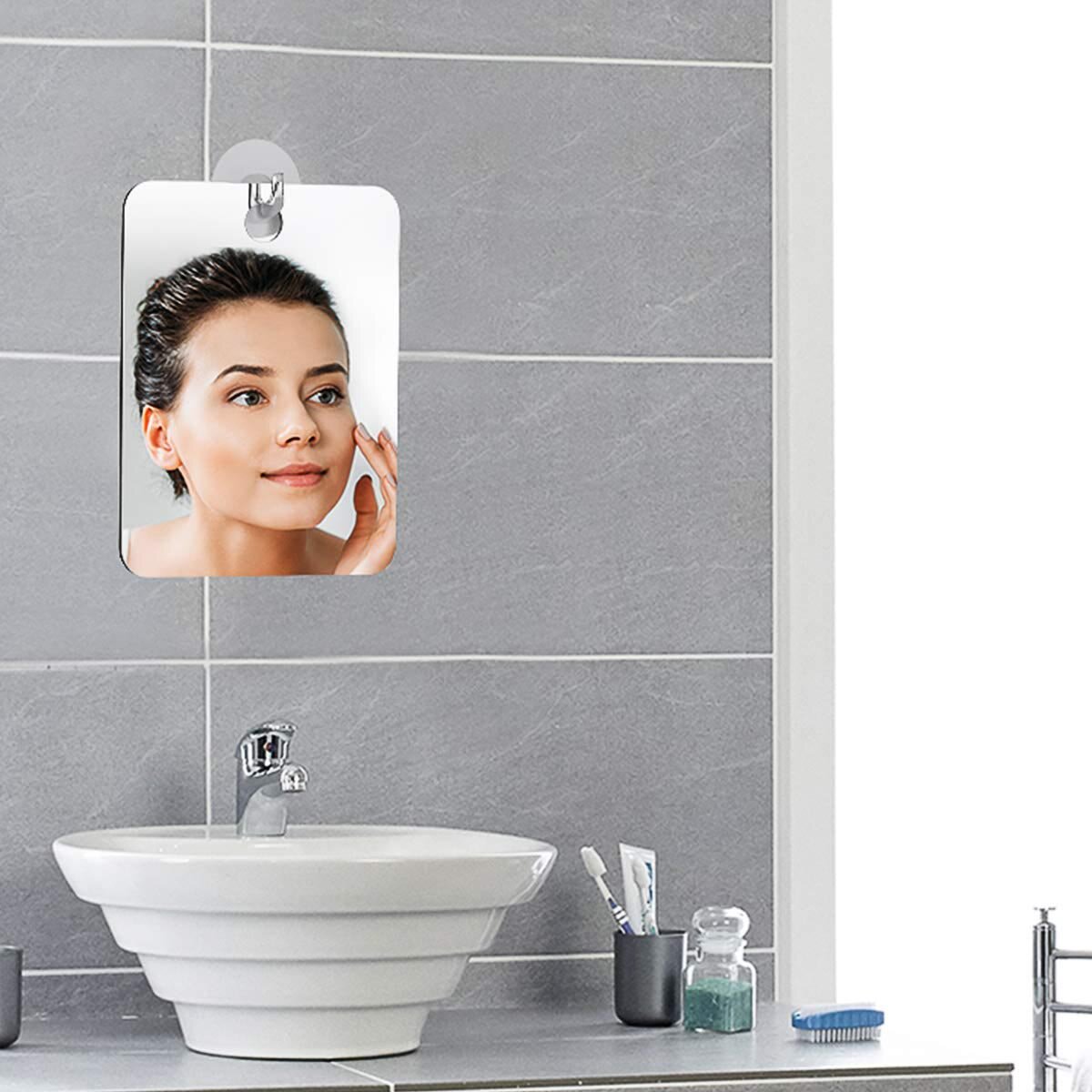 

Anti Fog Shower Mirrors Bathroom Fogless Fog Free Mirror Washroom Travel For Man Shaving Mirror 13*17cm