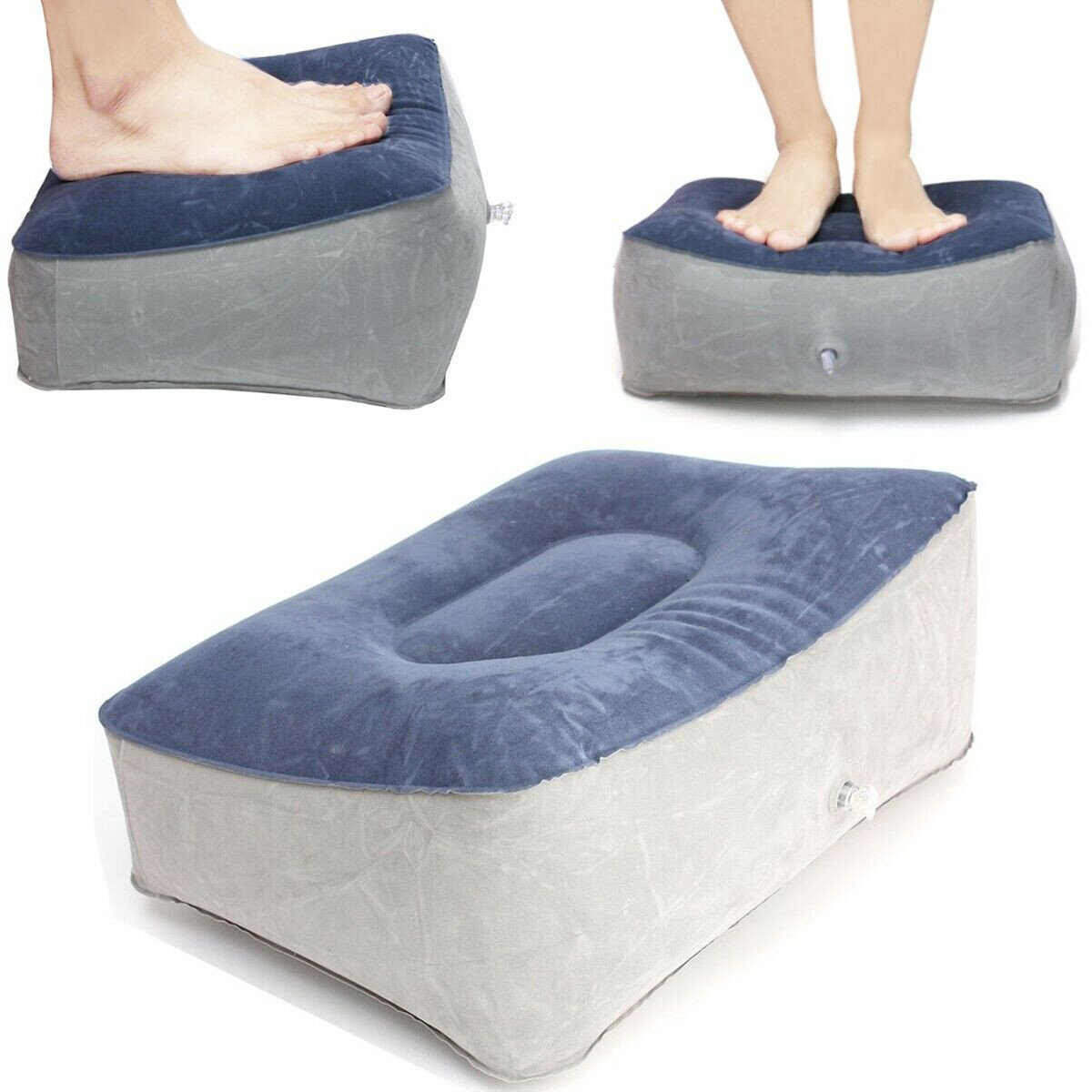 Inflatable Footrest Pillow Travel Home Help Reduce DVT Risk Trips Flight Relax Air Cushion