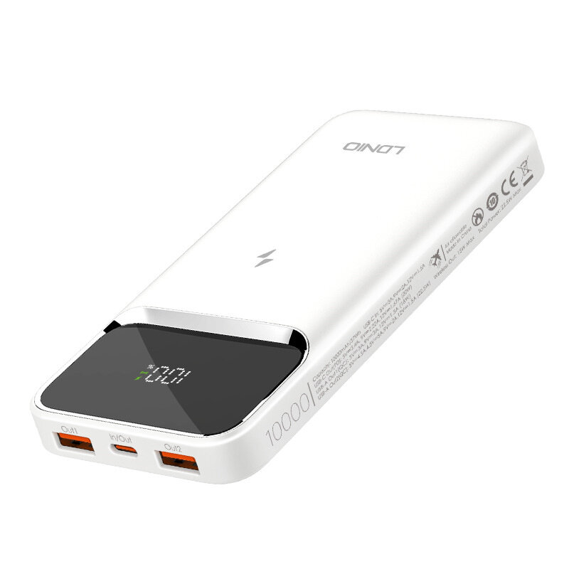 

LDNIO PQ11 22.5W 37Wh 10000mAh Wireless Power Bank External Battery Power Supply with 1 Input & 3 Outputs Fast Charging