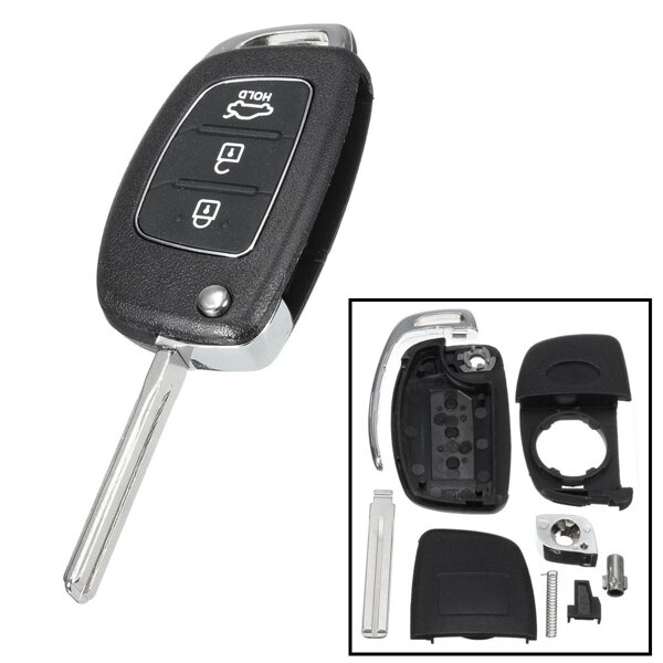 Car Remote Key Case Fob 3 Button Flip Key Shell Links Vouwen voor Hyundai Santa Fe 13-14 PG180A