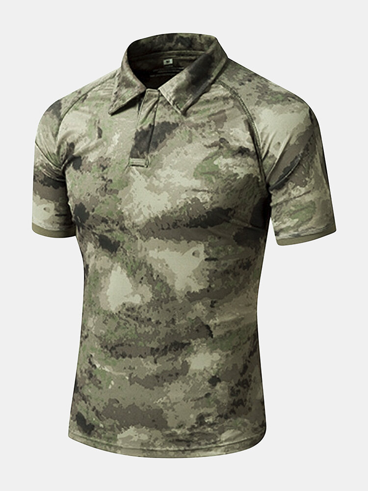 Heren Camouflage-afdruk Business Half Buttons Soft Ademende werkpoloshirts