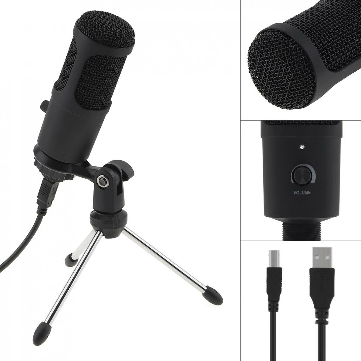 

Bakeey A6 Metal USB Condenser Microphone Recording for Laptop Computer Windows Cardioid Recording Vocals Voice for Live