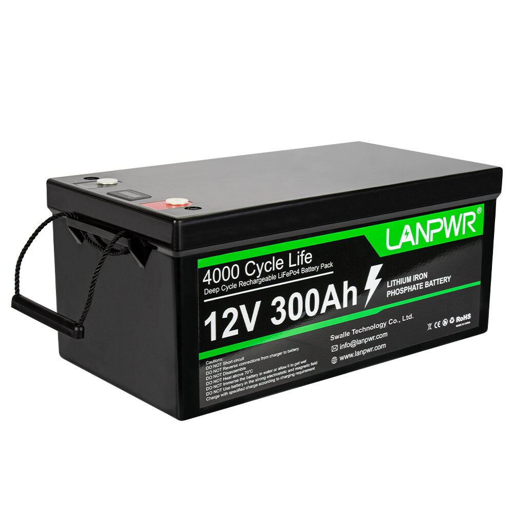 [EU Direct] LANPWR 12V 300Ah Batería de litio LiFePO4 Pack de respaldo de energía de 3840Wh compatible en serie paralelo ideal para reemplazar la mayoría de las fuentes de alimentación de respaldo RV Barcos Motor solar sin red