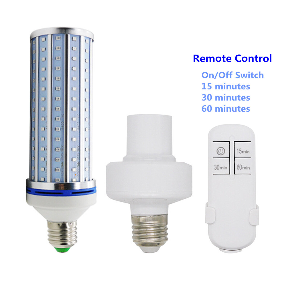 60W UV Germicidal Lamp UVC E26/E27 LED Light Bulb Household Ozone Disinfection