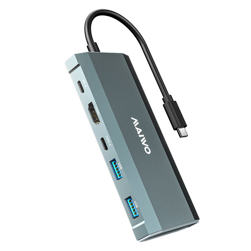 

Maiwo KH1001 6 In 1 Type-C Docking Station USB Adapter with USB3.0*2 4K/60Hz HDMI PD100W Charging Port Type-C SATA/NVMe
