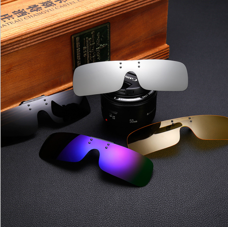 Square Clip on Polarized Night Driving Glasses with Yellow Fishing Women Sunglasses Clips for Myopic