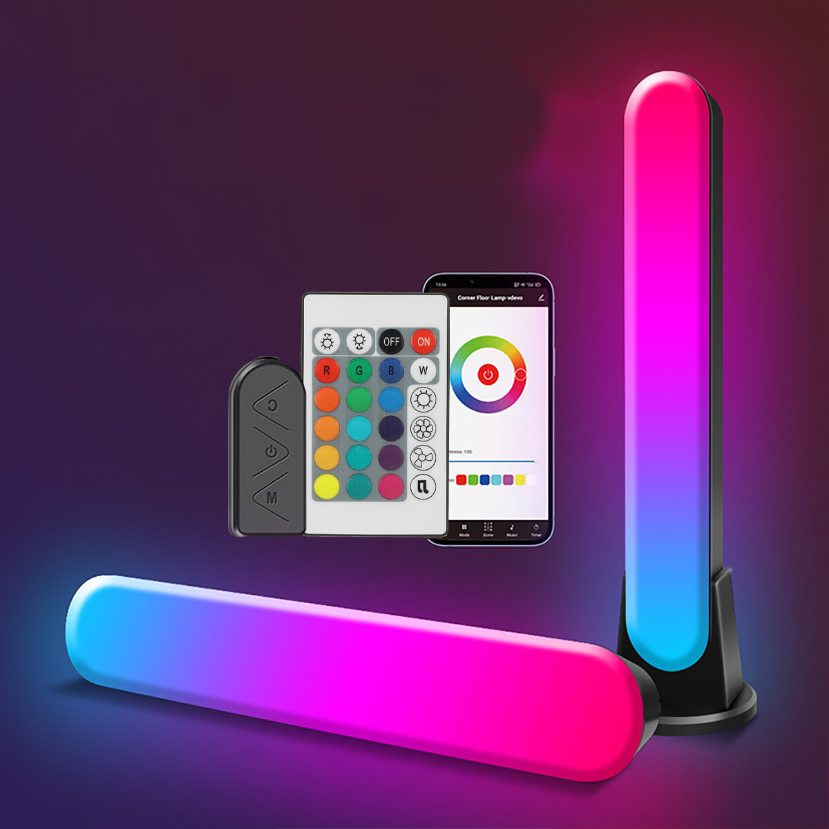 Bakeey bluetooth RGB LED Ambient Light Microphone Music APP Control Fill Light