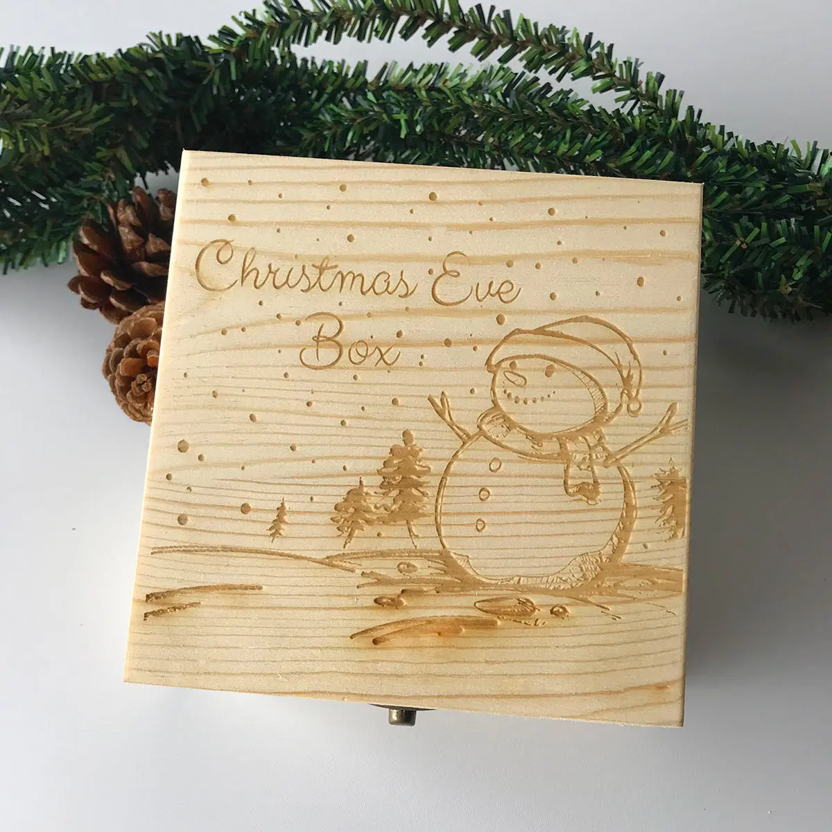 Wooden decoration toys gift box christmas snowman painting