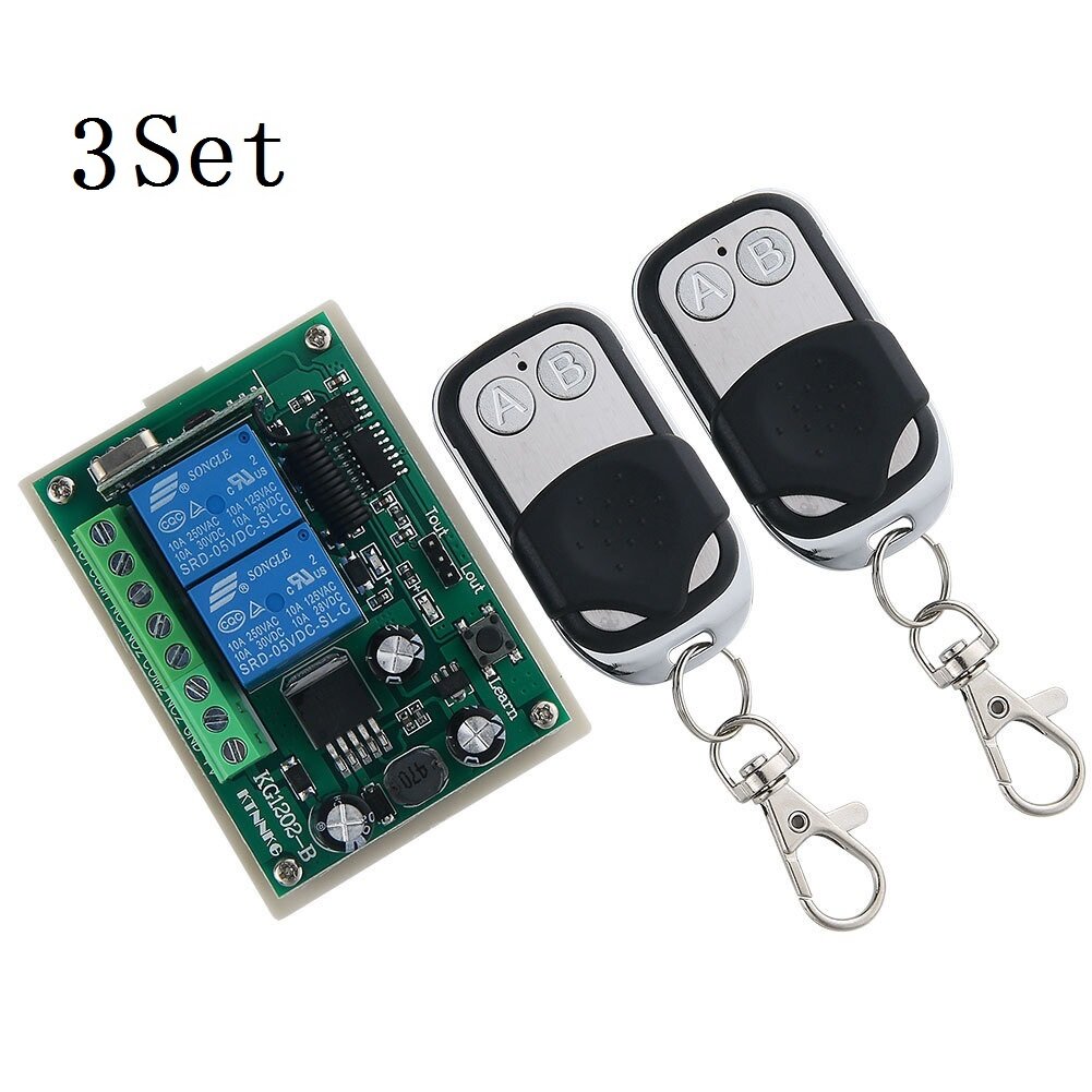 3Set 433MHz DC 12V24V 2-Way Remote Control Switch 2 Channel Relay Module Motor Forward and Reverse Controller