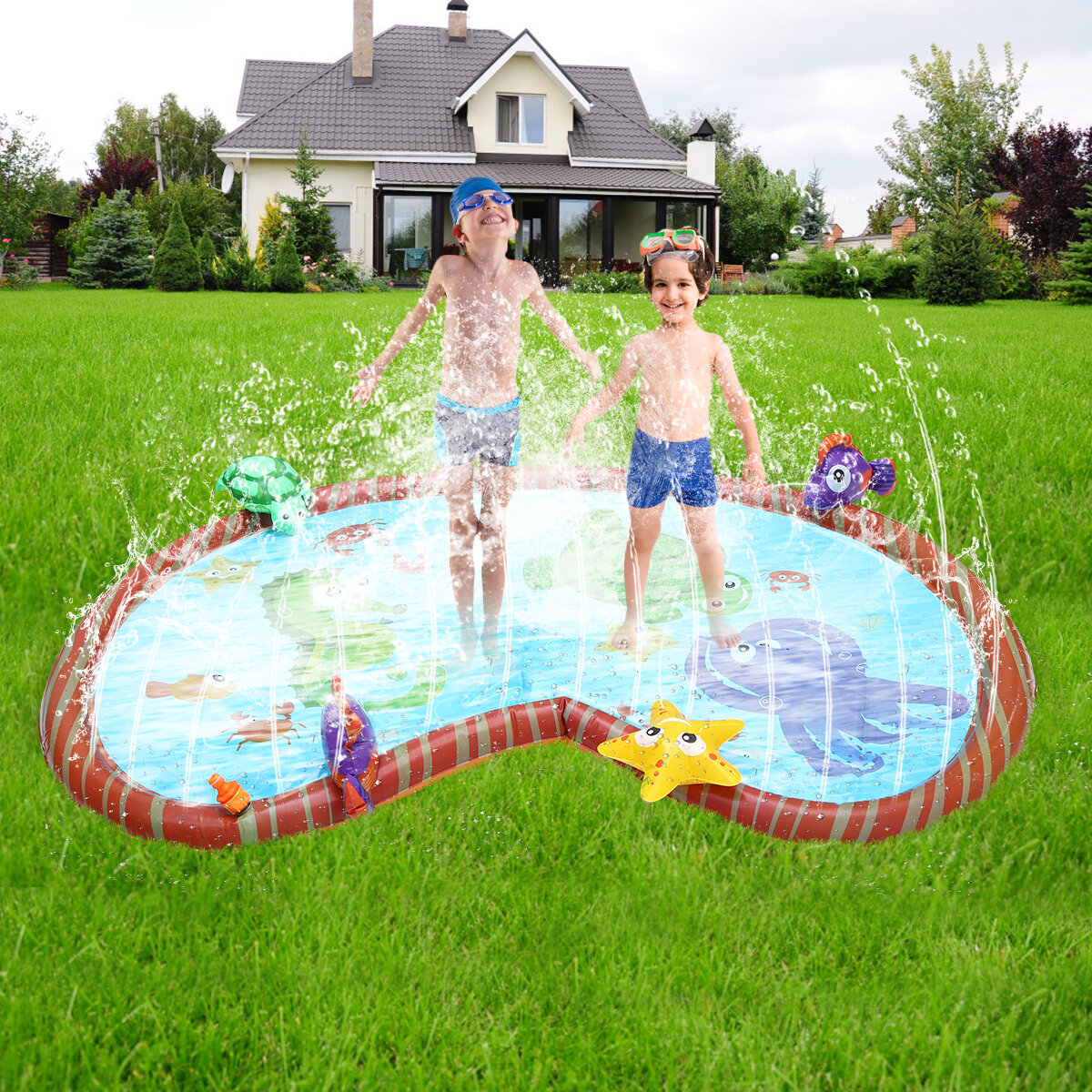 Kinderen Opblaasbaar Water Splash Spelen Zwembad Gazon Sprinkler Mat Buiten Achtertuin Waterdicht Sp
