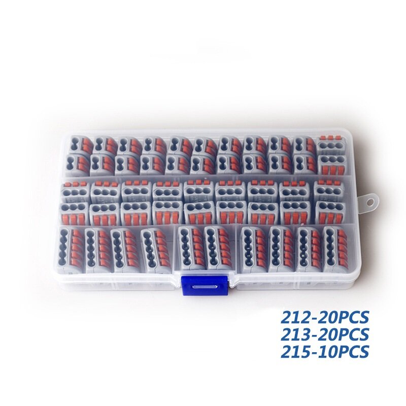 

HORD® 50Pcs 2/3/5 Holes 212 Fast Terminal Block 213 Wire Connector 215 Terminal Block with Plastic Box