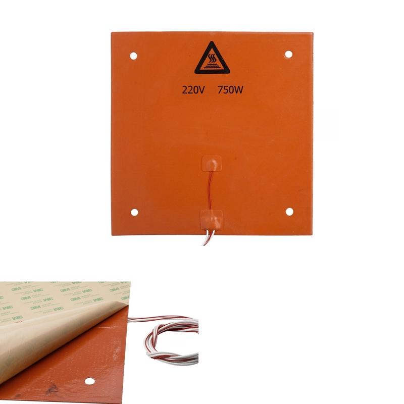 

310*310mm 220V 750W Silicone Heated Bed Heating Pad With 3M Backing Glue For 3D Printer CR-10