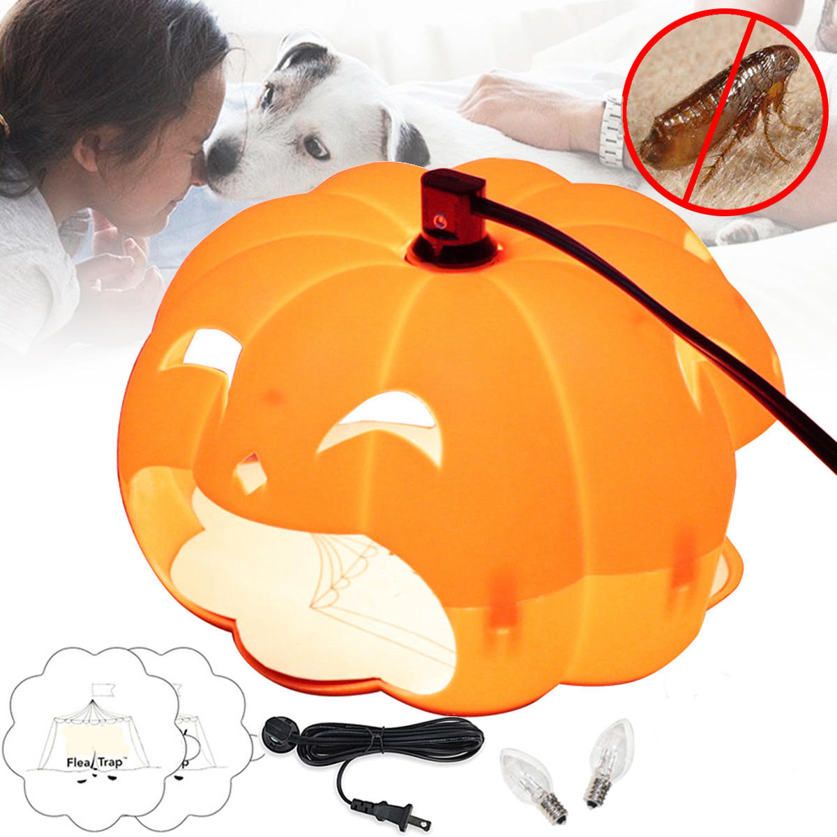 Halloween Pumpkin Flea Trap Lamp Mosquito Dispeller US Dwie wtyczki Flea Killer LED Outdoor Home Night Lantern