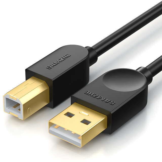 SAMZHE USB2.0 Printergebruik Verlengkabel 24 / 28AWG AM / BM USB-draad voor afdrukken Zwart USB-snoe