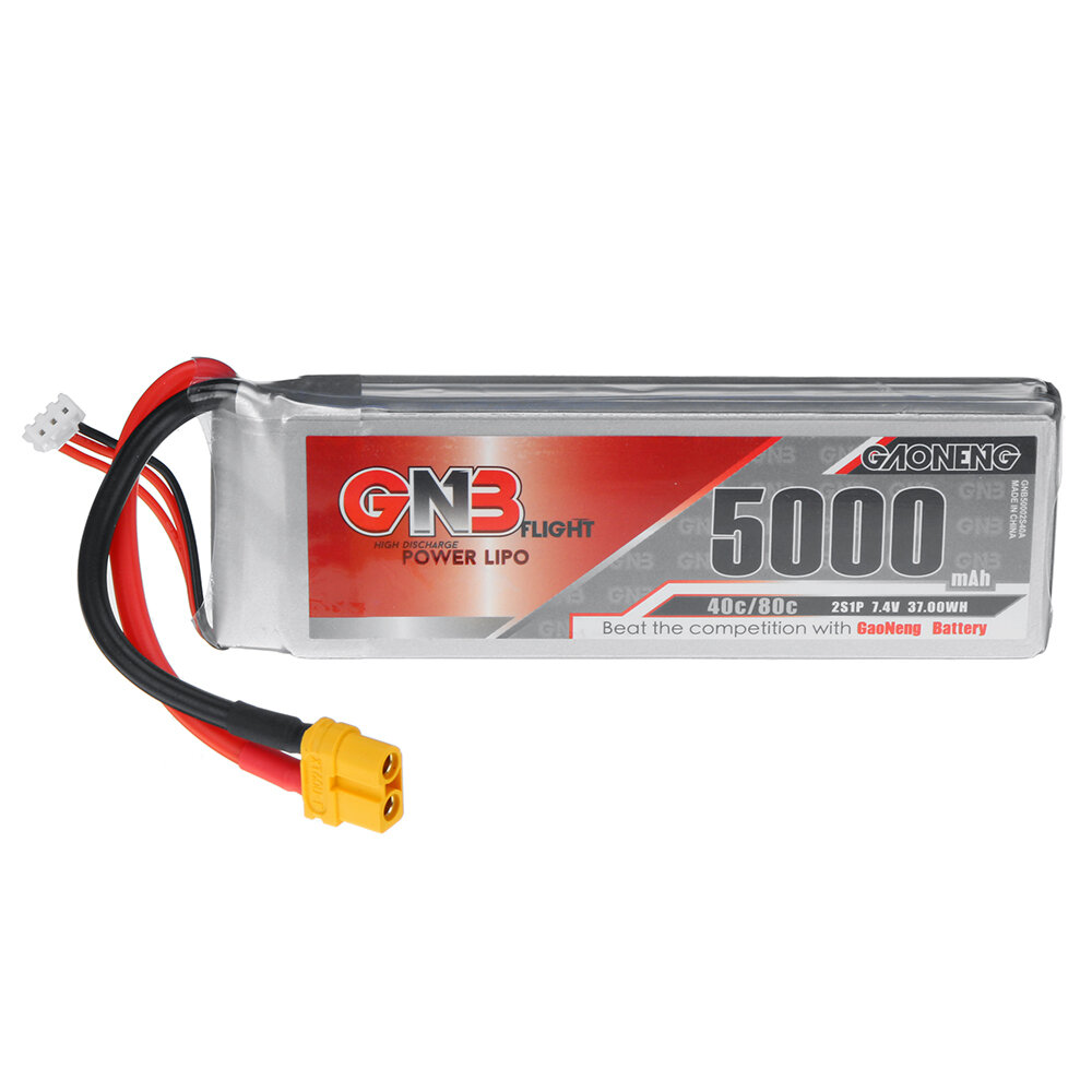 Gaoneng GNB 7.4V 5000mAh 40C 2S LiPo-batterij XT60/XT90/T Plug voor FPV Racing Drone
