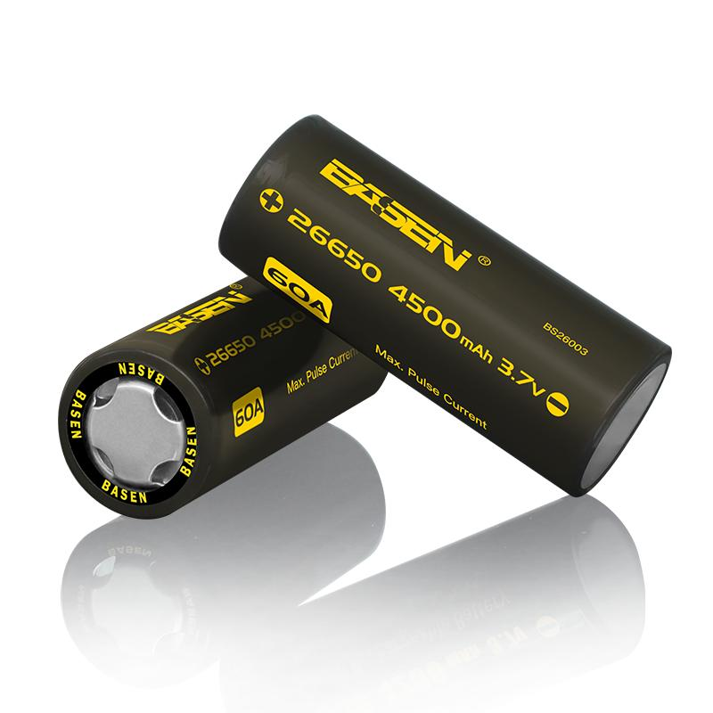 1 stks Basen BS26003 26650 4500 mah 3.7 V 60A Unprotect Flat Top Oplaadbare Li-ion batterij