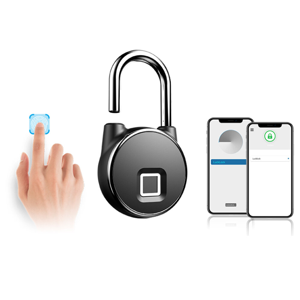 ANYTEK P22+ ブルートゥース指紋認証スマートロック、防犯、2つのアンロックモード、モバイルアプリ、鍵なしの南京錠、防水IP66、USB充電、旅行用バイクセキュリティ南京錠