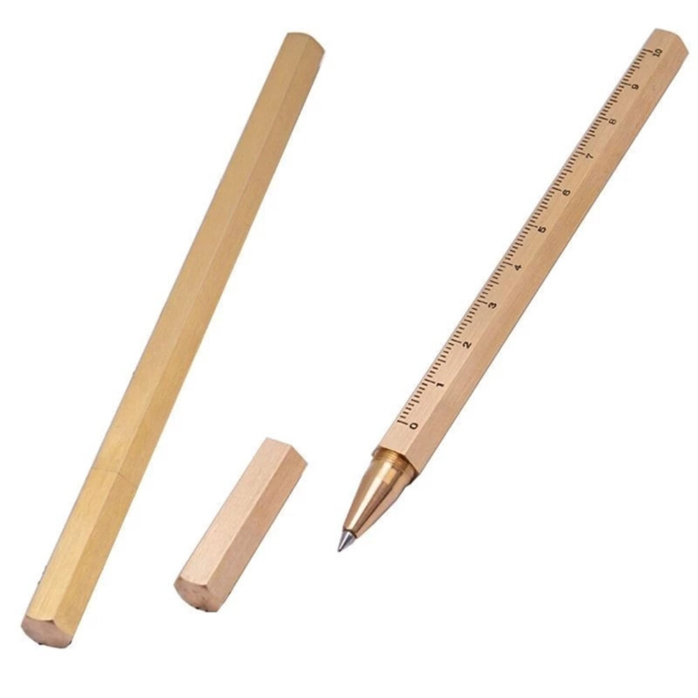 05mm Six Edged Brass Pen Metal Gel Pen Business Writing Signing Pen Office School Stationery Creative Gifts