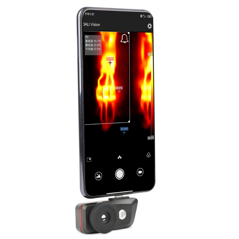 

V1 160X120 -10~300℃ 25Hz Mobile Phone Infrared Thermal Imager Thermometer IP54 Waterproof Type-C Interface