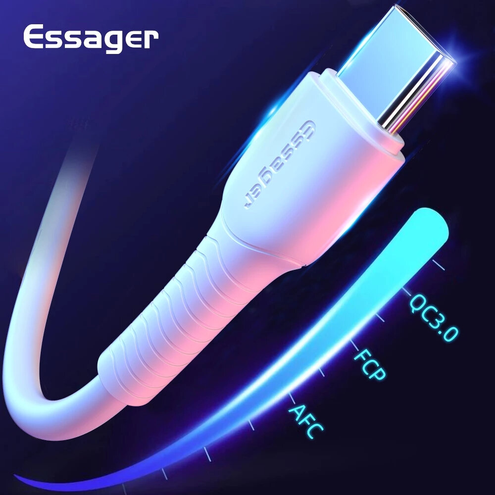 Essager USB Type C Datakabel USB C Datakabel Snoer Snel Opladen Voor Huawei P30 P40 Mate 40 Pro OneP