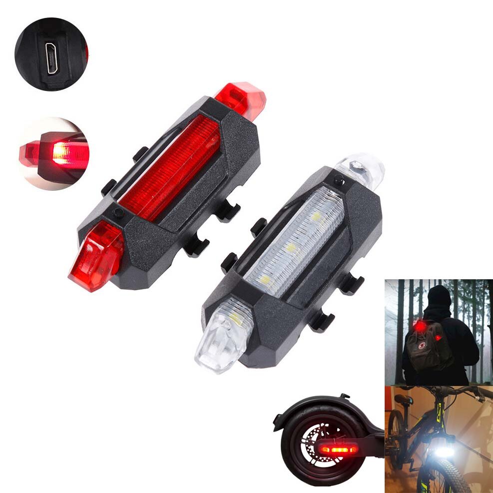 BIKIGHT Multi-Purpose LED Warning Light for Outdoor/Scooter Safety Flashlight USB Rechargeable Headlamp Taillight for El
