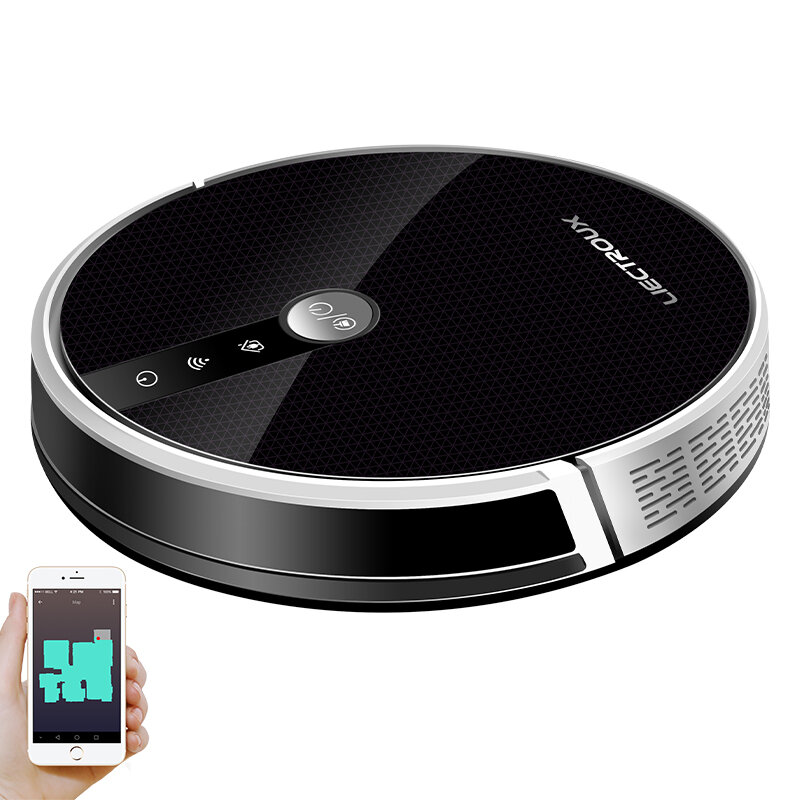 LIECTROUX C30B Smart Robot Vacuum Cleaner 6000Pa Suction Navigation with Memory WiFi Application Electric Water Tank Bru