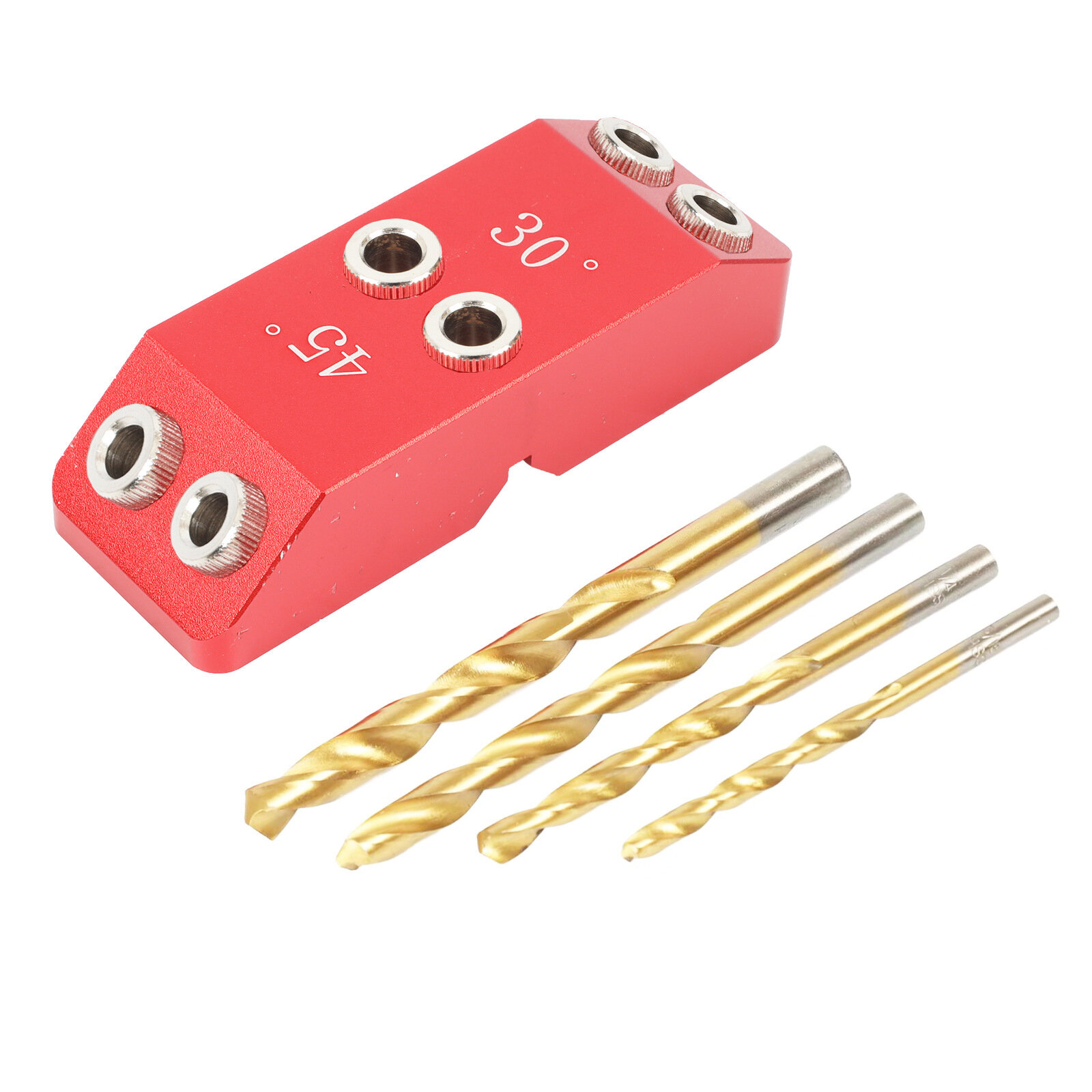 Aluminum Alloy Pocket Hole Jig 30 45 90 Degree Angle 4 Sizes Drill Jig Dowel Hole Punch Locator Drill Guide for Woodwork