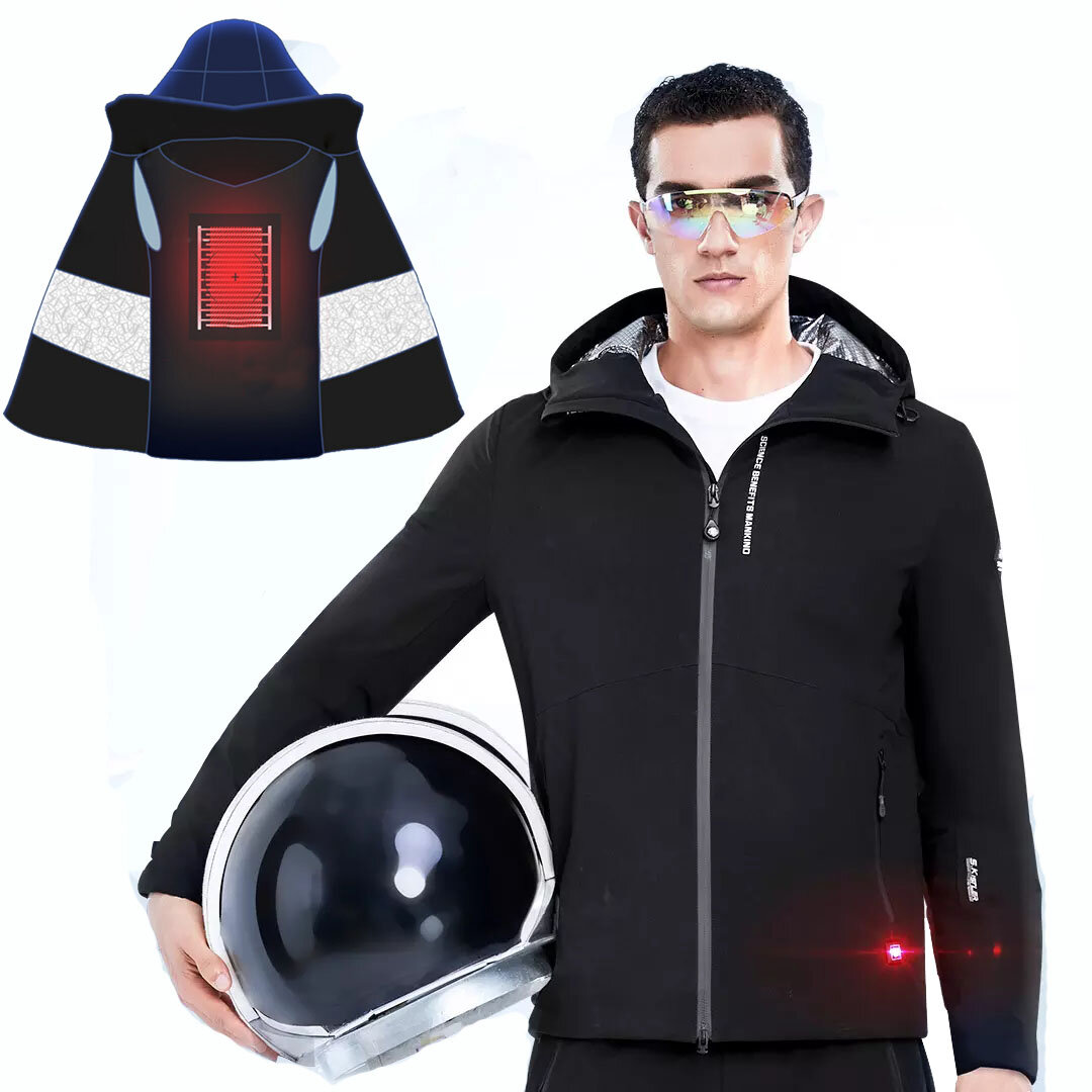 SUPLELD Okos fűtött dzseki USB-töltővel, 3 fokozatú állítható téli fűtéssel, szélálló és vízálló kabát.