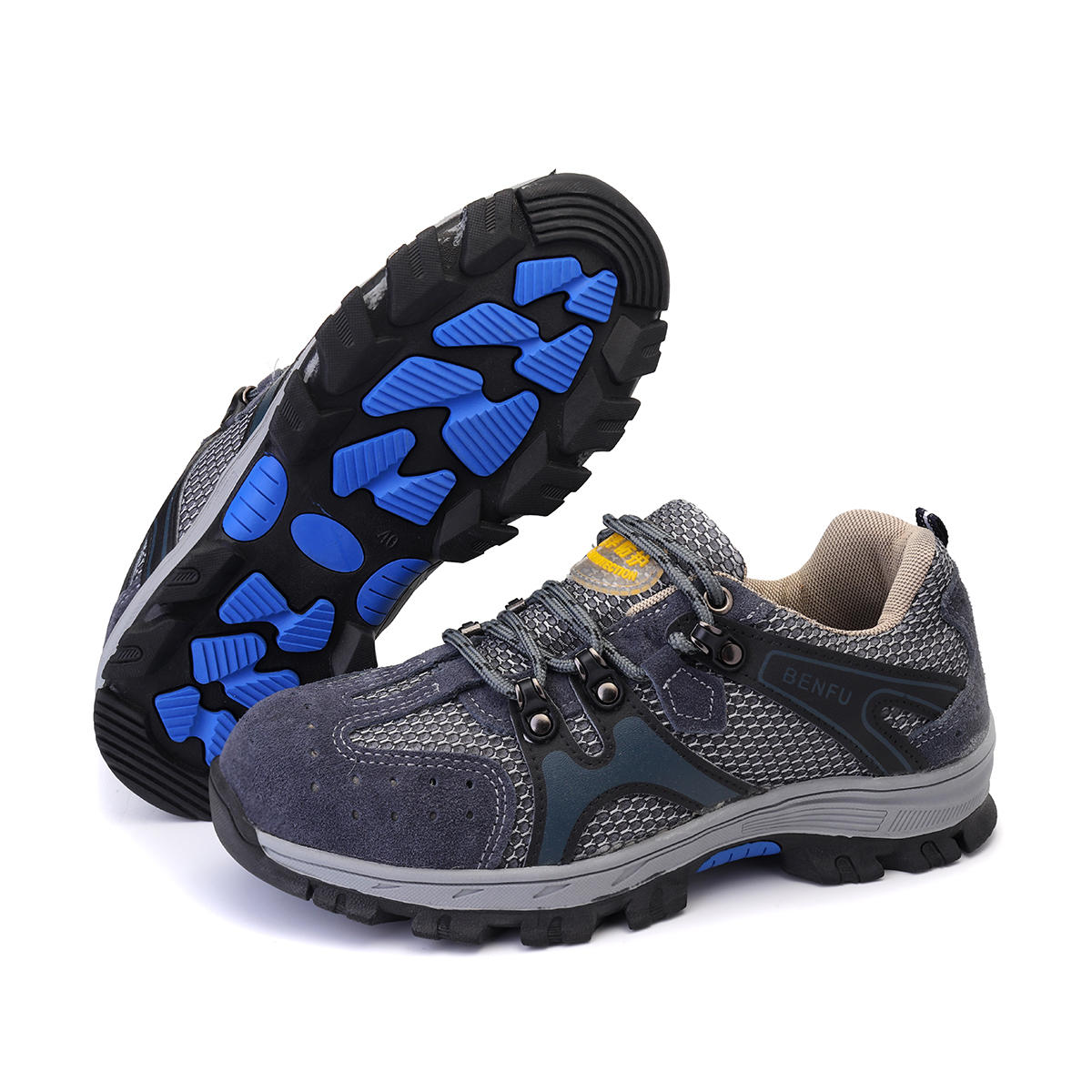 TENGOO sapatos de segurança masculinos com biqueira de aço, tênis antiderrapantes, respiráveis, adequados para caminhadas, escaladas e corridas.