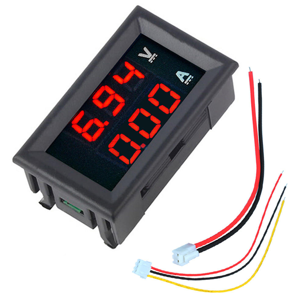 

Mini Digital Voltmeter Ammeter DC 100V 10A Panel Amp Volt Voltage Current Meter Tester 0.56" Red Red Dual LED Display