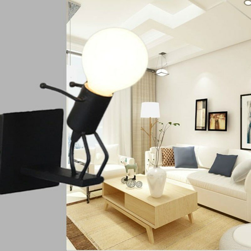 Imagen de Lámpara de pared LED E27 Creative montada en hierro Lámpara de aplique para habitación de niños Sala de estar Comedor Si