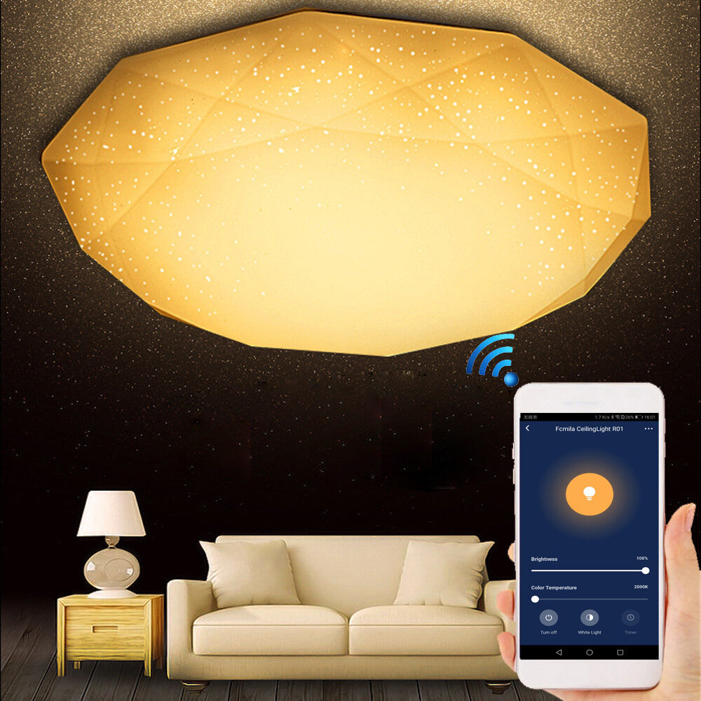 

48W WIFI Smart Ceiling Lamp APP Control Modern Dimmable Ceiling Lamp for Living Room Aisle Balcony Works With Alexa Goog