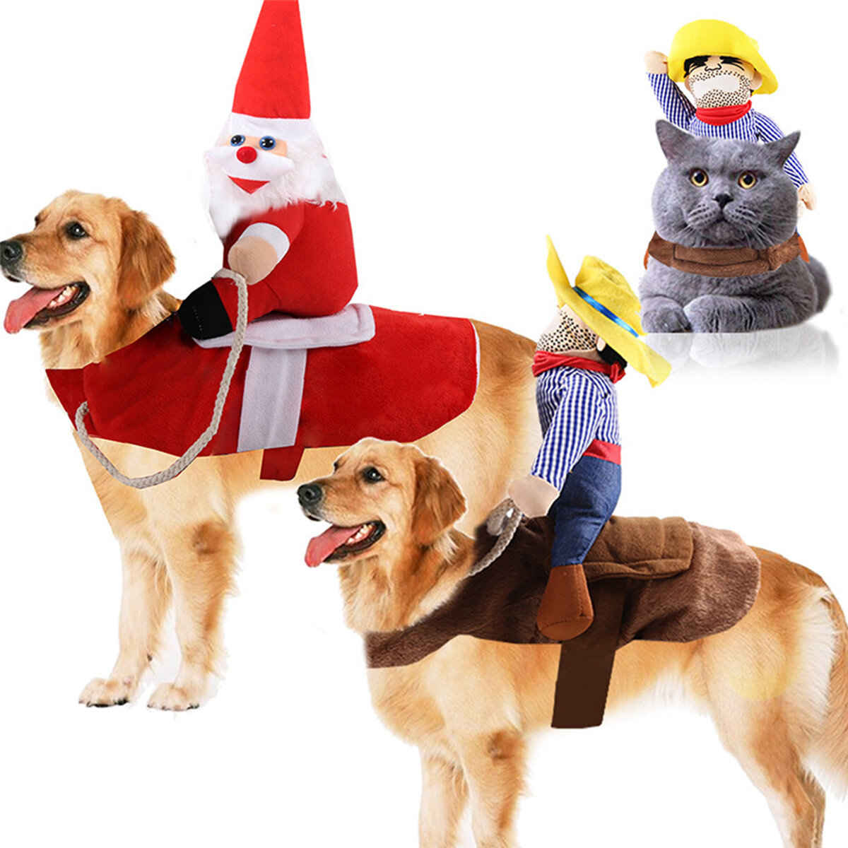 Grappige Pet Hond Kat Puppy Kostuum Halloween Xmas Cowboy Fancy Dress Leuke Jas voor Hond Kat Pet Kl