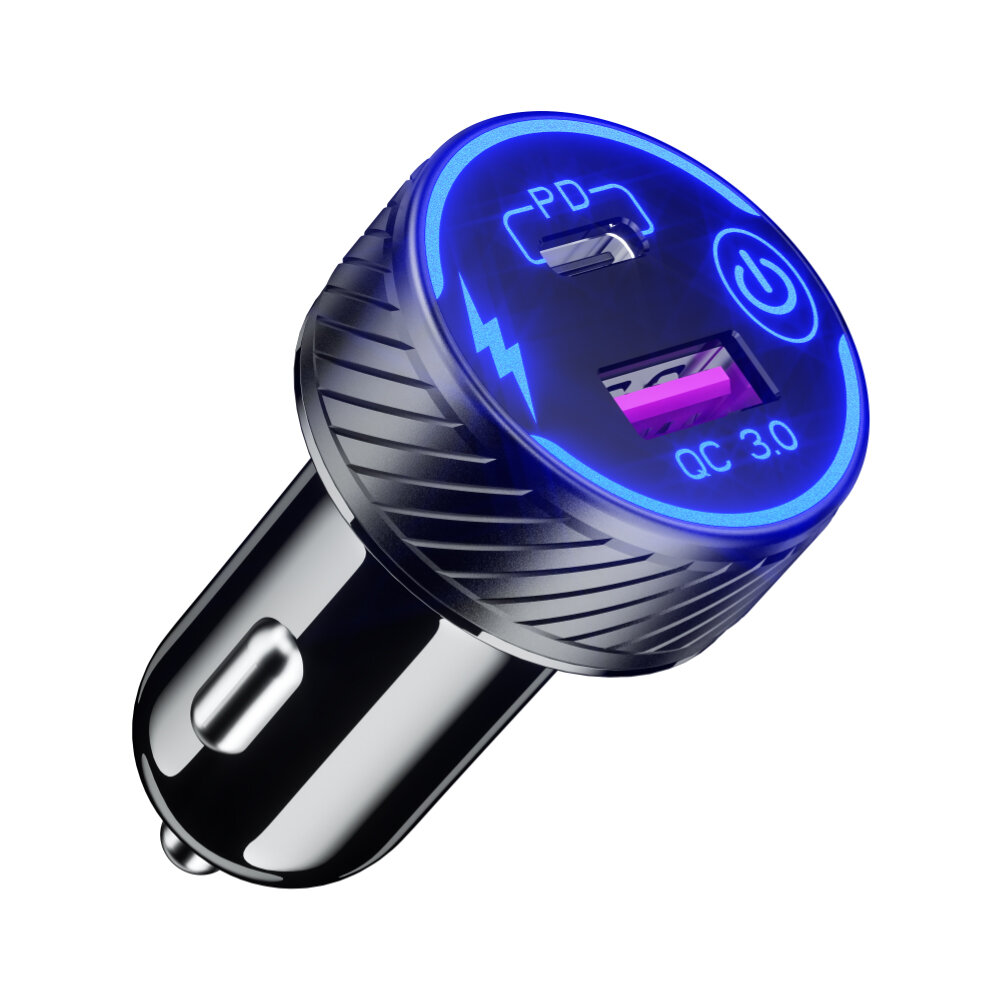 12-24V Dual USB Car Charger PD + QC3.0 Fast Charging With Aperture Touch Switch Metal Material for Bus Trailer RV Boats