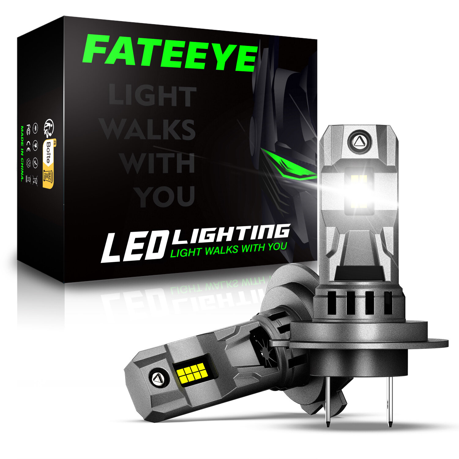 FATEEYE A700-F11 2PCS 20000LM Car Headlight LED Bulbs 70W 6500K White Light Mini Size IP68 Waterproof For Car Headlight