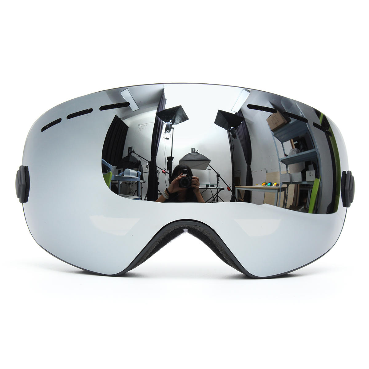 

Лыжные очки для сноуборда 2 слоя Объектив Защита от ультрафиолетовых лучей Противотуманные мотоцикл Вождение серый
