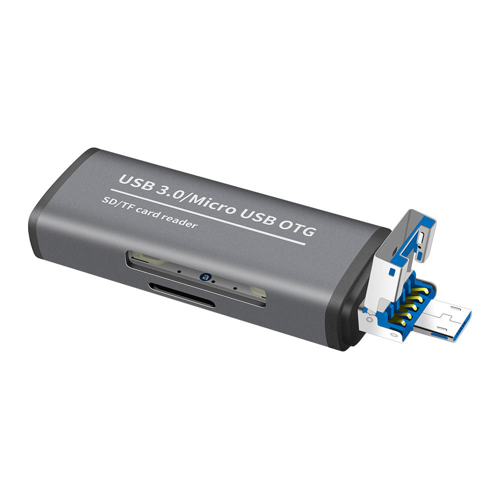 USB3.0 Micro USB OTG Card Reader SD/TF/USB Card Reader Aluminum Alloy Memory Card Reader
