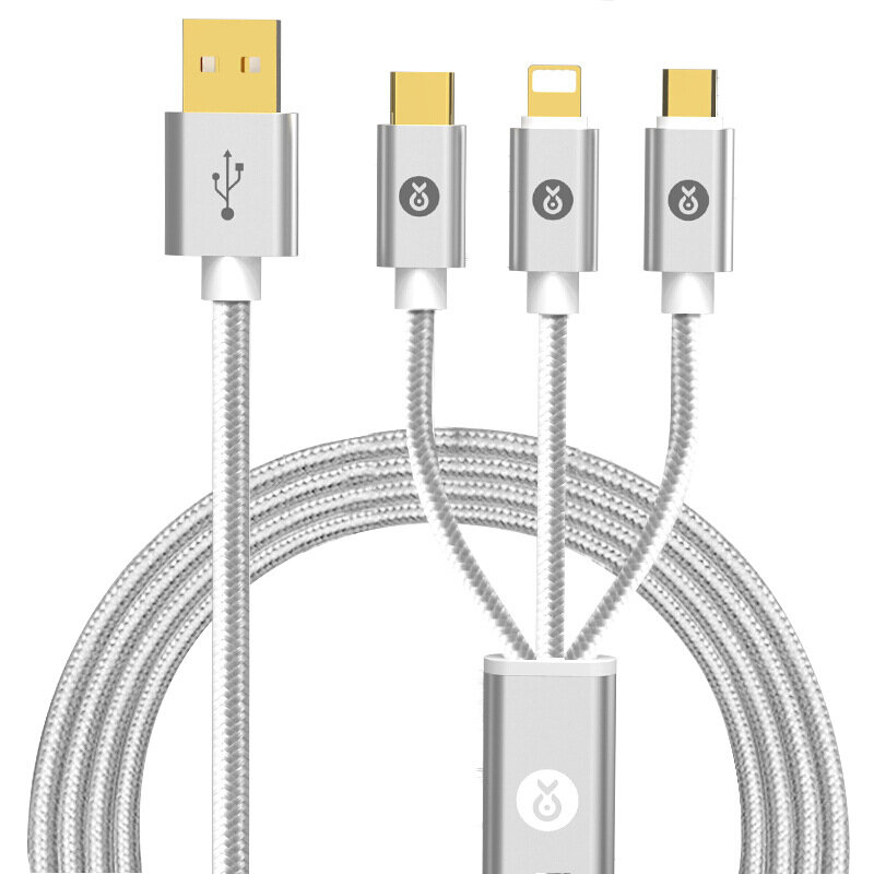 Biaze K6 USB naar Type-C / Micro USB / voor Lightning 1.2M snellaadkabel voor Macbook Phone Laptops 