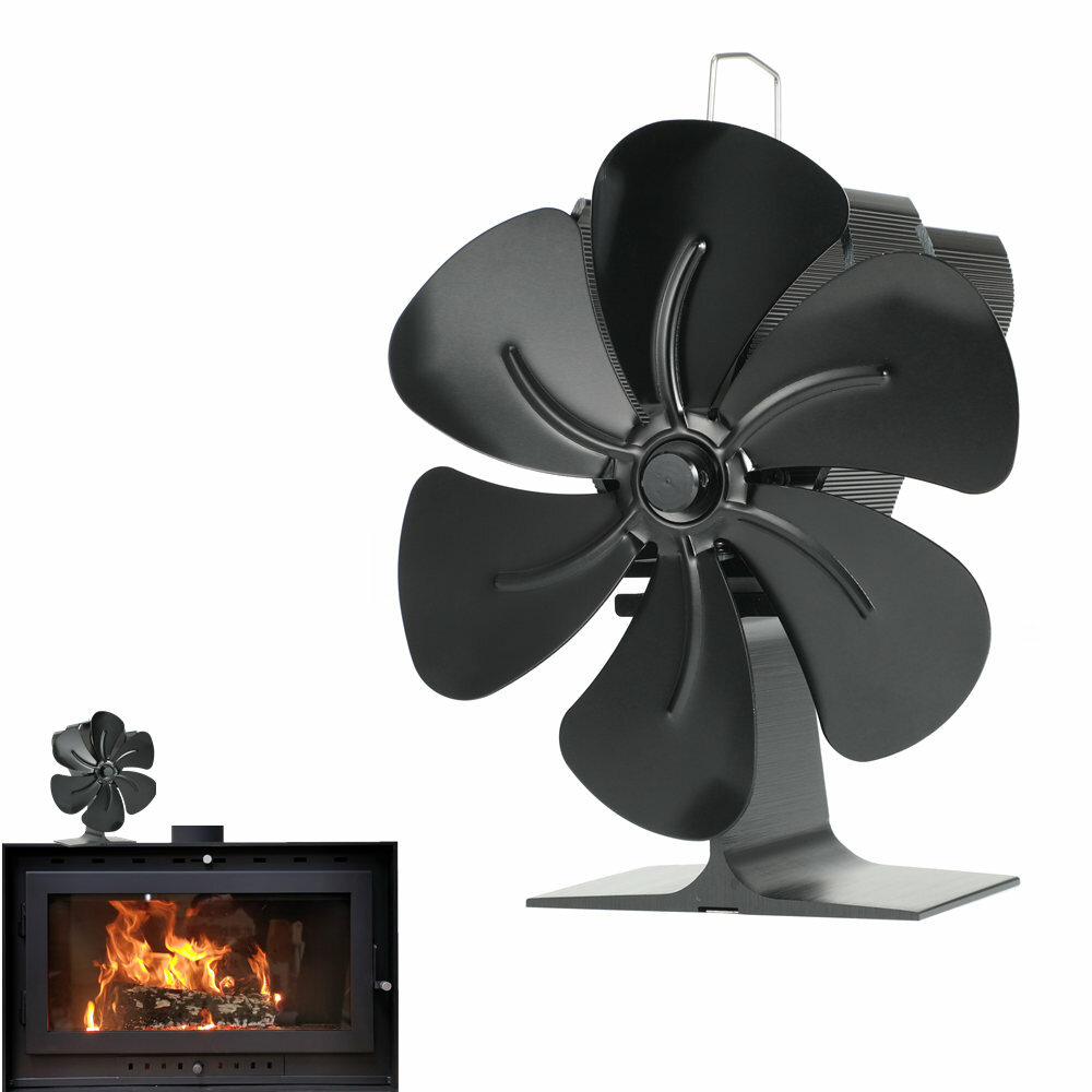 Ventilateur de cheminée à brûleur à bois à 6 lames Mini ventilateur de poêle à chaleur silencieux Distribution efficace de la chaleur pour la maison