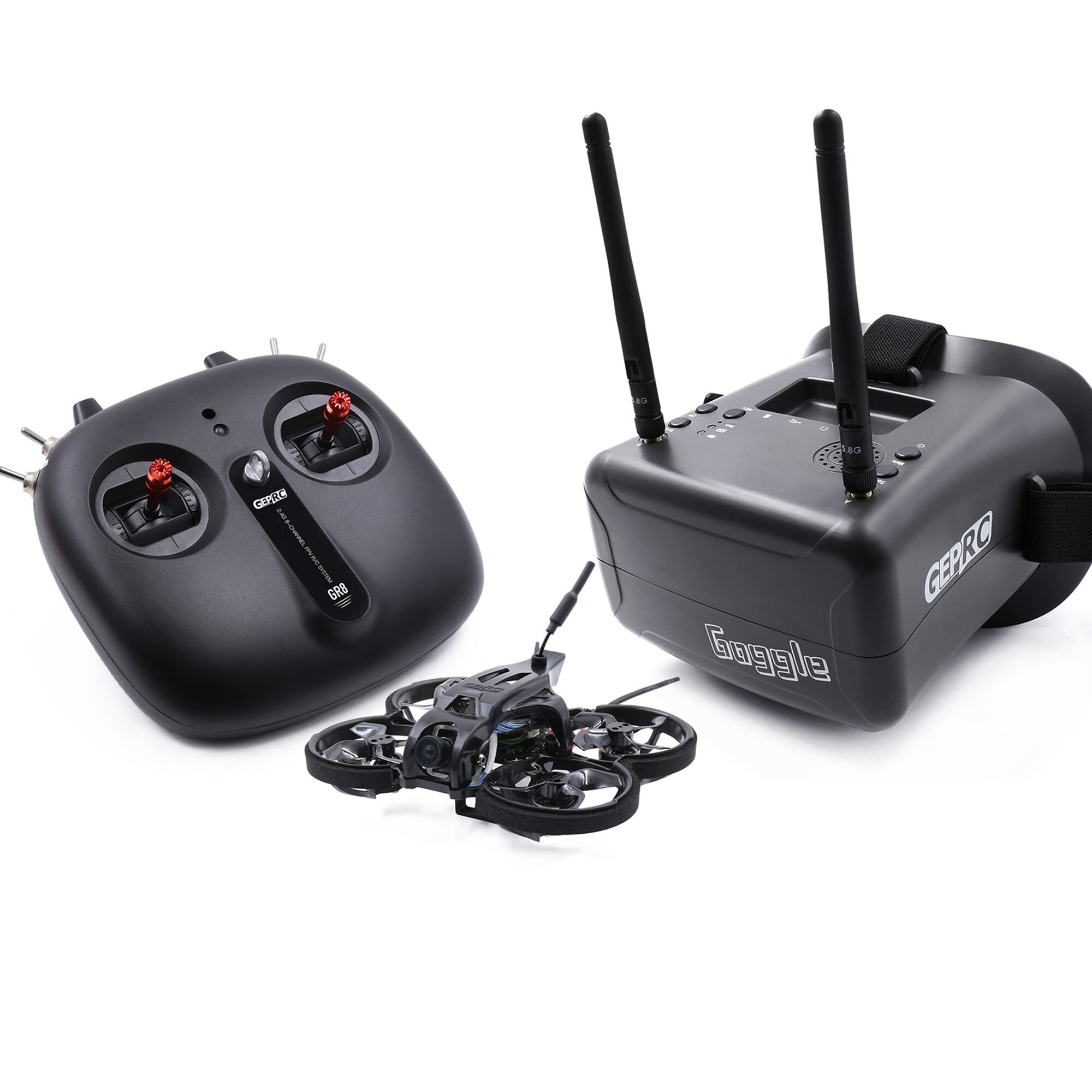 GEPRC TinyGO 1.6inch 2S 4K Caddx Loris FPV Indoor Whoop+GR8 Remote Controller+RG1 Goggles RTF Ready To Fly FPV Racing RC