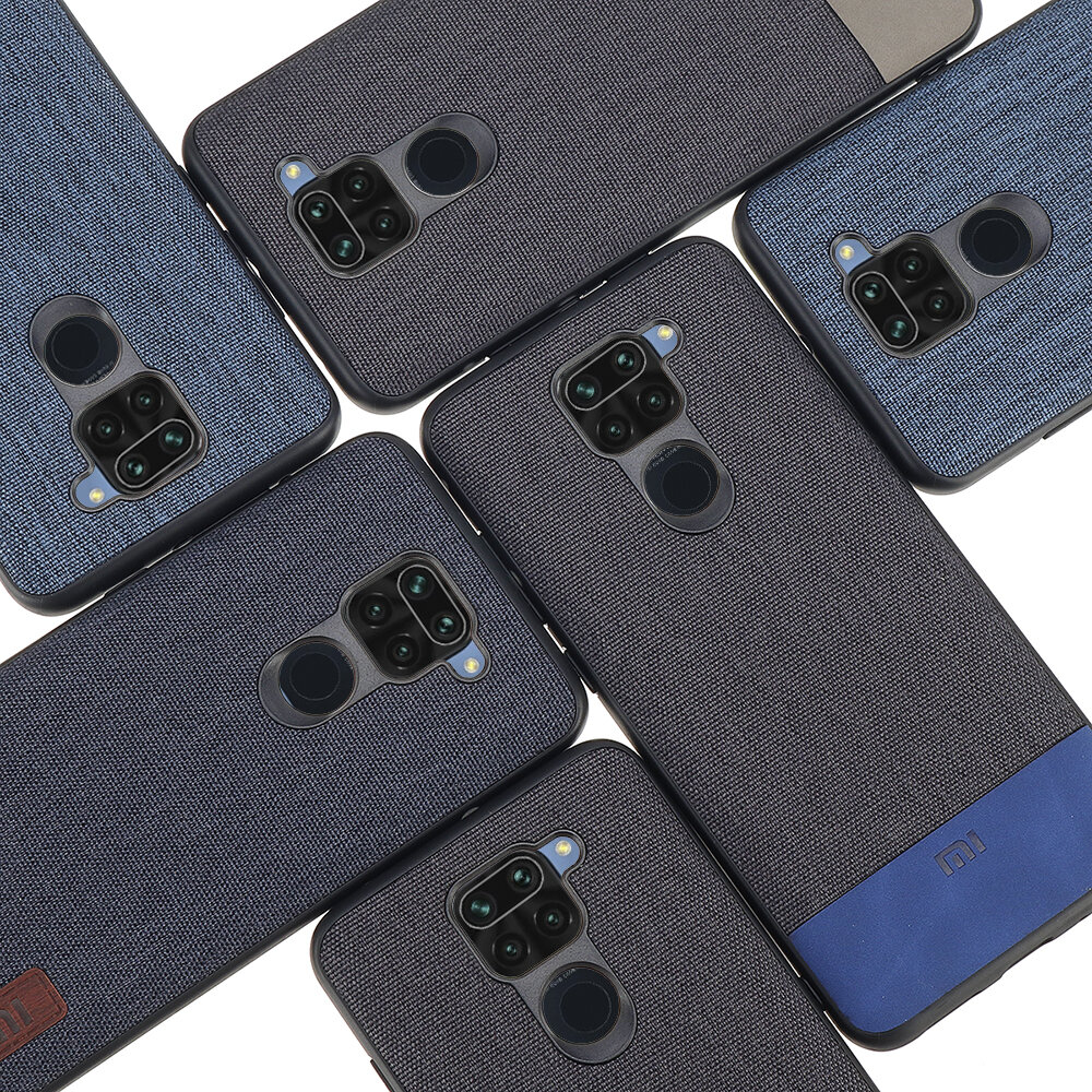 Bakeey Luxe Fabric Splice Soft Silicone Edge Shockproof Beschermhoes voor Xiaomi Redmi Note 9/Redmi 