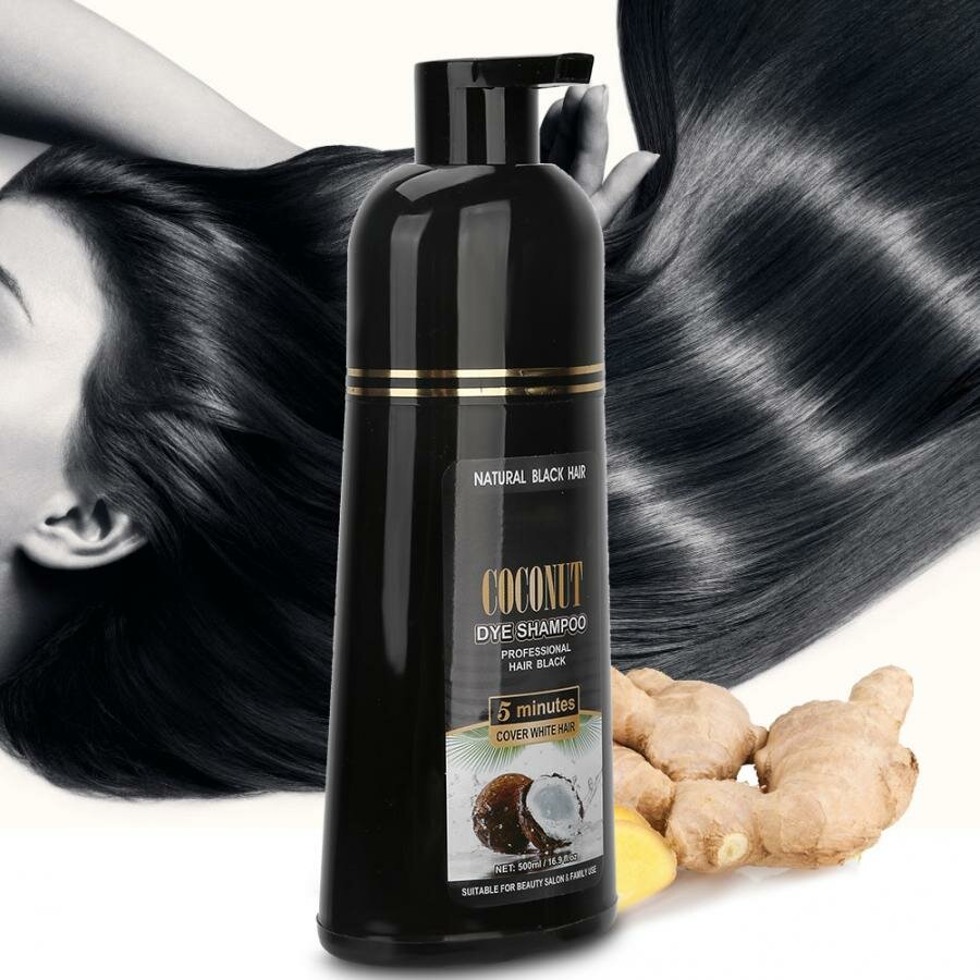 

Professional Hair Ginger Shampoo 500ml Coconut Ginger Shampoo Fast Black Hair Hair Dye Coloring Nourishing Shampoo For H