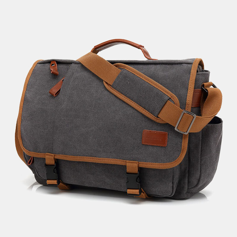 Men Vintage Large Capacity Waterproof Canvas Casual Crossbody Bag Shoulder Bag Travel Bag