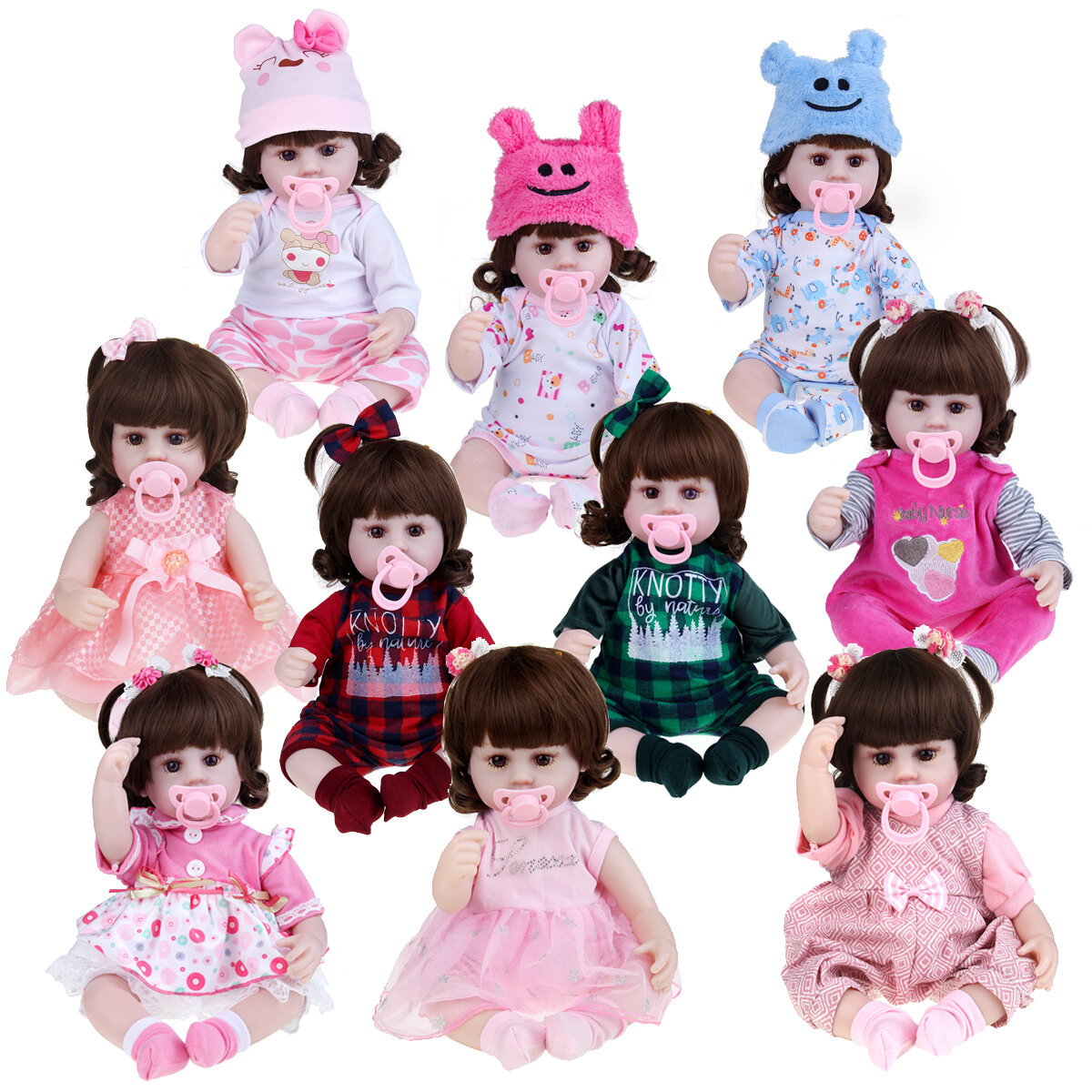 42CM Multi-optional Simulation Silicone Vinyl Lifelikes Realistic Baby Doll Toy with Cloth Suit for Kids Birthday Gift
